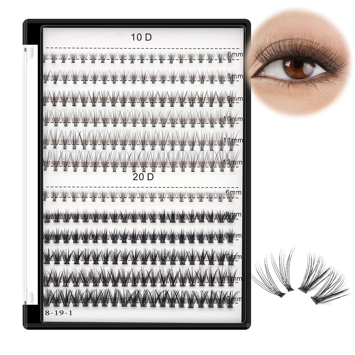 Bodermincer False Eyelash | 10D/20D Mixed, 0.07/0.10mm, 8-20mm, C Curl, Natural Look - main product image
