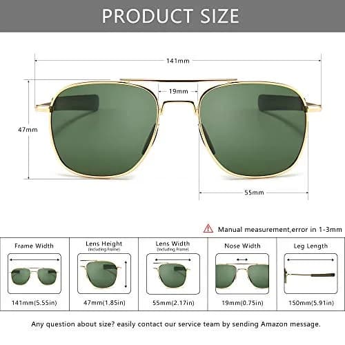 SUNGAIT Men's Military Style Polarized Pilot Aviator Sunglasses with Bayonet Temples | HD Polarized UV Protection thumbnail 5