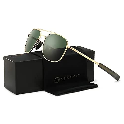 SUNGAIT Men's Military Style Polarized Pilot Aviator Sunglasses with Bayonet Temples | HD Polarized UV Protection thumbnail 8