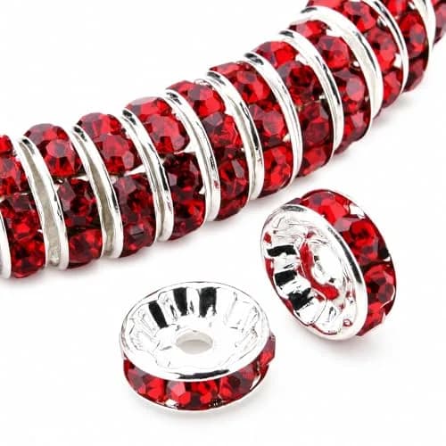 Allb 100pcs Red Czech Crystal Rondelle Spacer Beads 8mm | Jewelry Making Loose Beads for Bracelets thumbnail 1