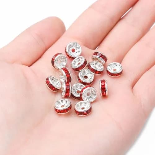 Allb 100pcs Red Czech Crystal Rondelle Spacer Beads 8mm | Jewelry Making Loose Beads for Bracelets thumbnail 7