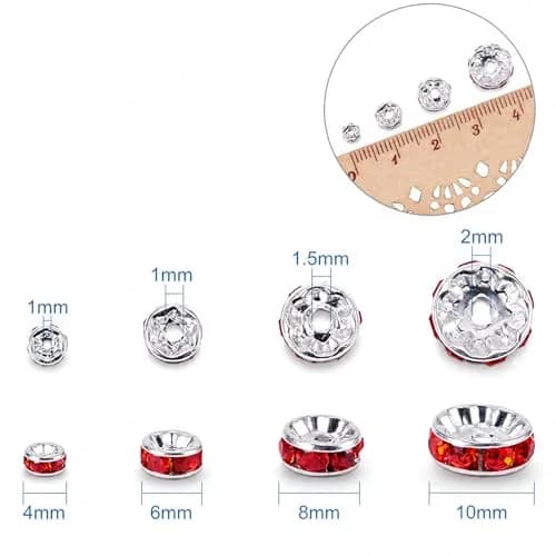Allb 100pcs Red Czech Crystal Rondelle Spacer Beads 8mm | Jewelry Making Loose Beads for Bracelets thumbnail 2