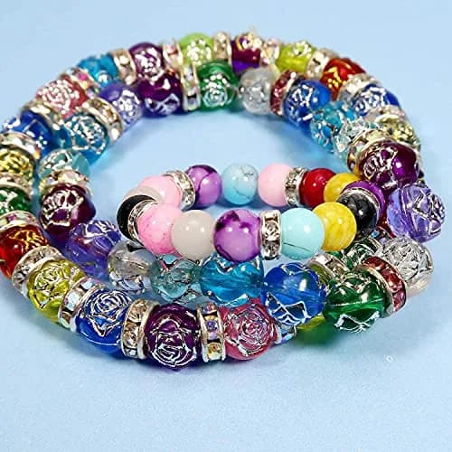 Allb 100Pcs 8mm Crystal Rondelle Spacer Beads | Multicolored Silver Plated Rhinestone for Jewelry Making thumbnail 5
