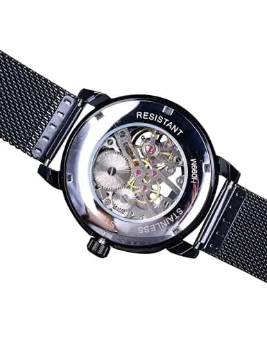 FORSINING Men's Mechanical Skeleton Watch 41mm (1.61 in) Black | Retro Design with Roman Numerals thumbnail 4