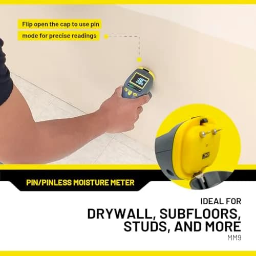 General Tools MM9 Pin & Pinless Moisture Meter | Detects Moisture in Wood, Walls & Drywall thumbnail 6