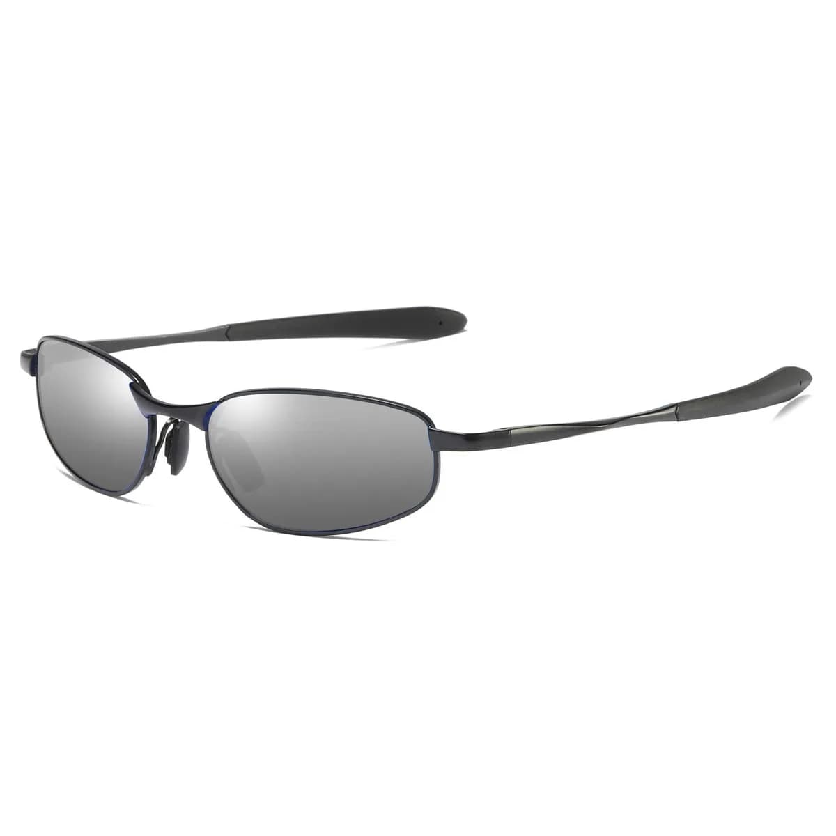 ZHILE Black Polarized Wrap Sunglasses 53mm (1.77 in) | UV400 Protection for Small Faces — Silver Mirrored