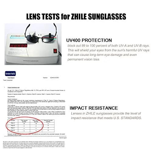 ZHILE Polarized Sunglasses Rectangular Wrap Metal Frame UV400 Protection (Silver mirrored, 53) | Impact-Resistant, UV400, Wraparound thumbnail 5