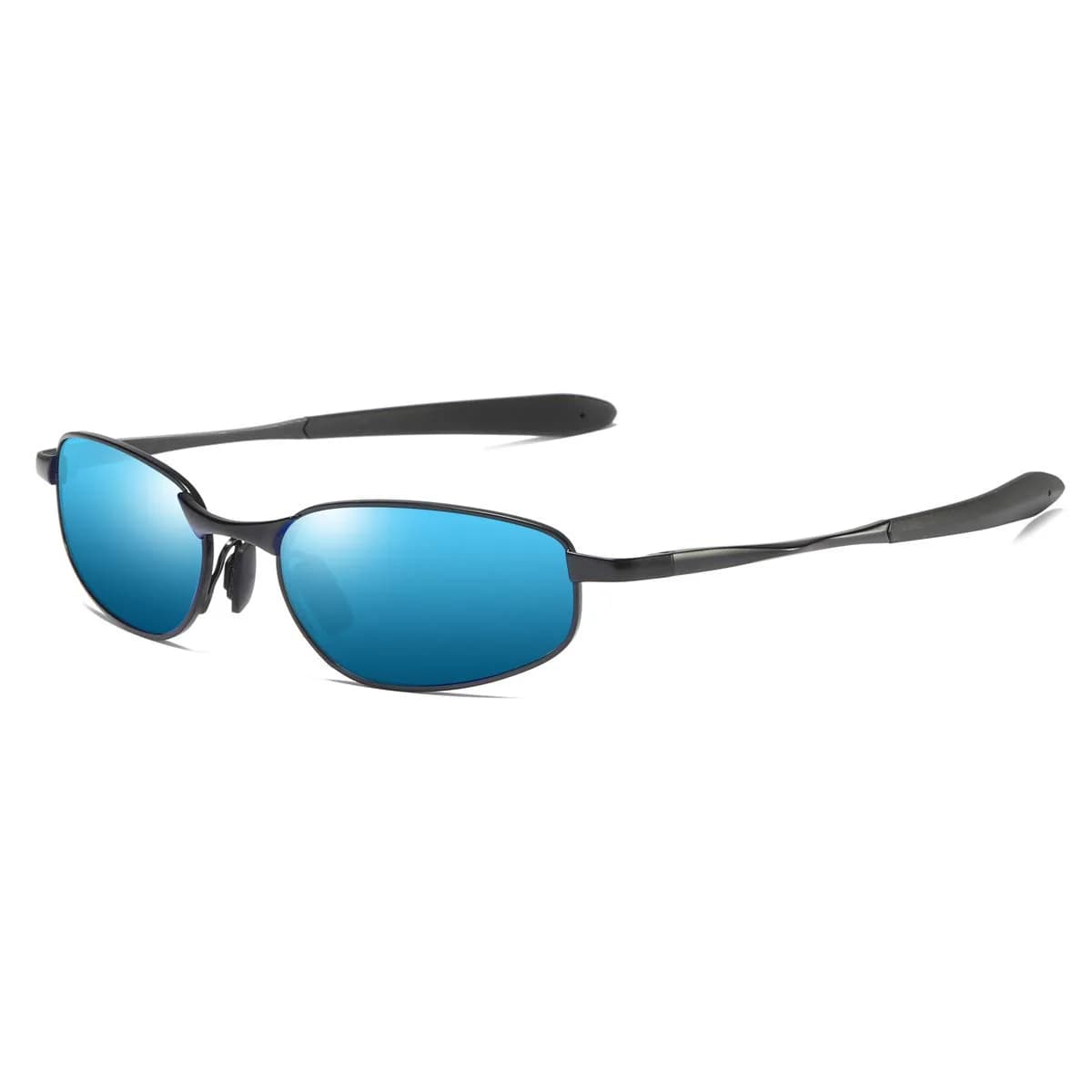 ZHILE Black Polarized Wrap Sunglasses 53mm (1.77 in) | UV400 Protection for Small Faces — Blue Mirrored