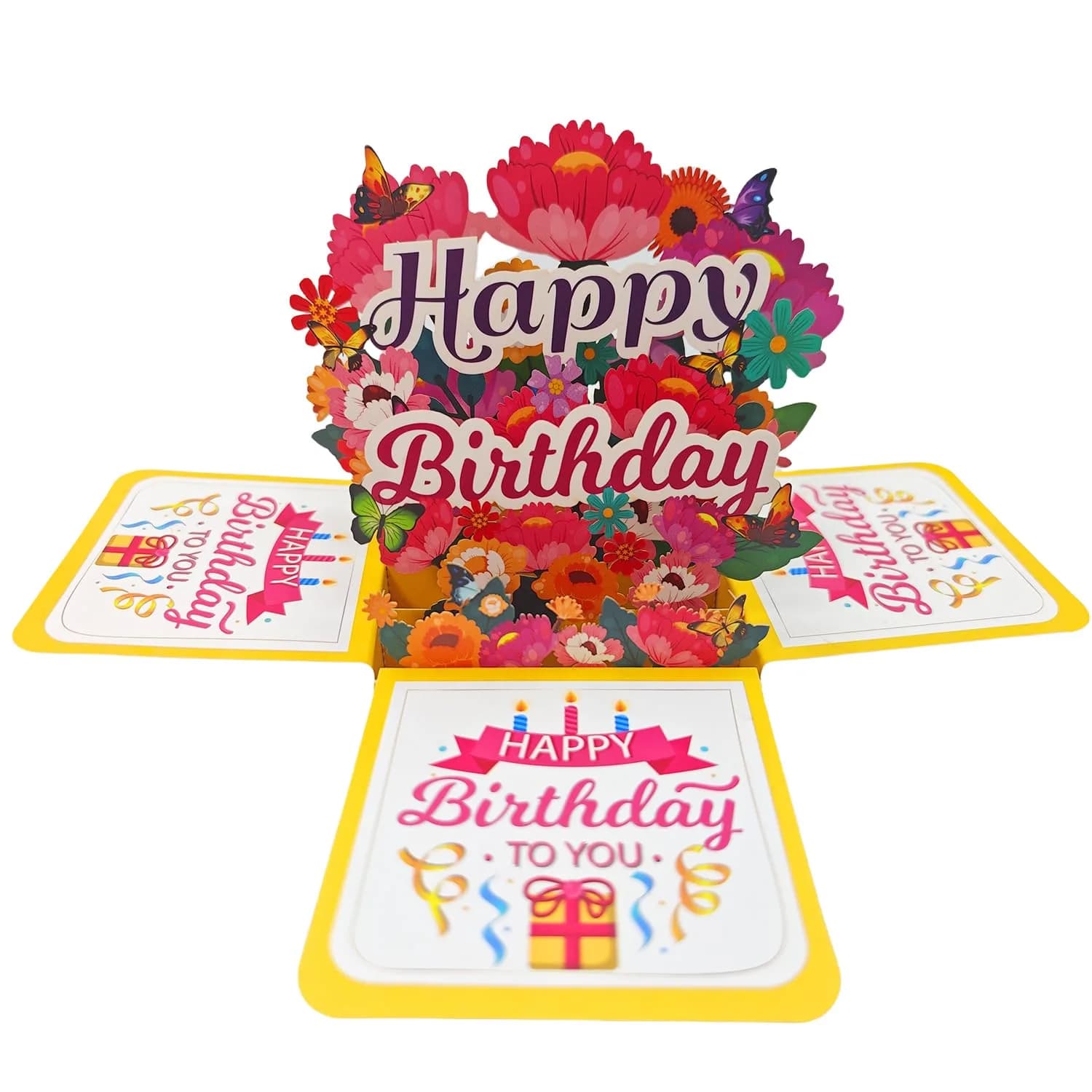 Akeydeco 3D Pop Up Birthday Card with Warming LED Light & Music | Handmade Musical Cake Design — Flower Birthday Cards