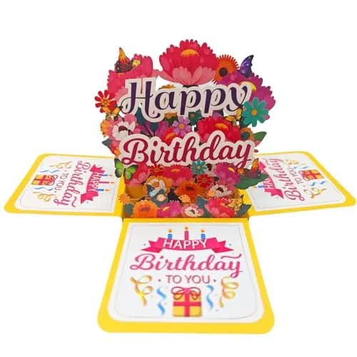 Akeydeco Flower Birthday Cards 3D Pop Up Greeting Card with Laser Cut Design thumbnail 1