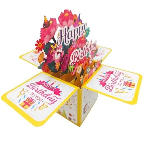 Akeydeco Flower Birthday Cards 3D Pop Up Greeting Card with Laser Cut Design thumbnail 4
