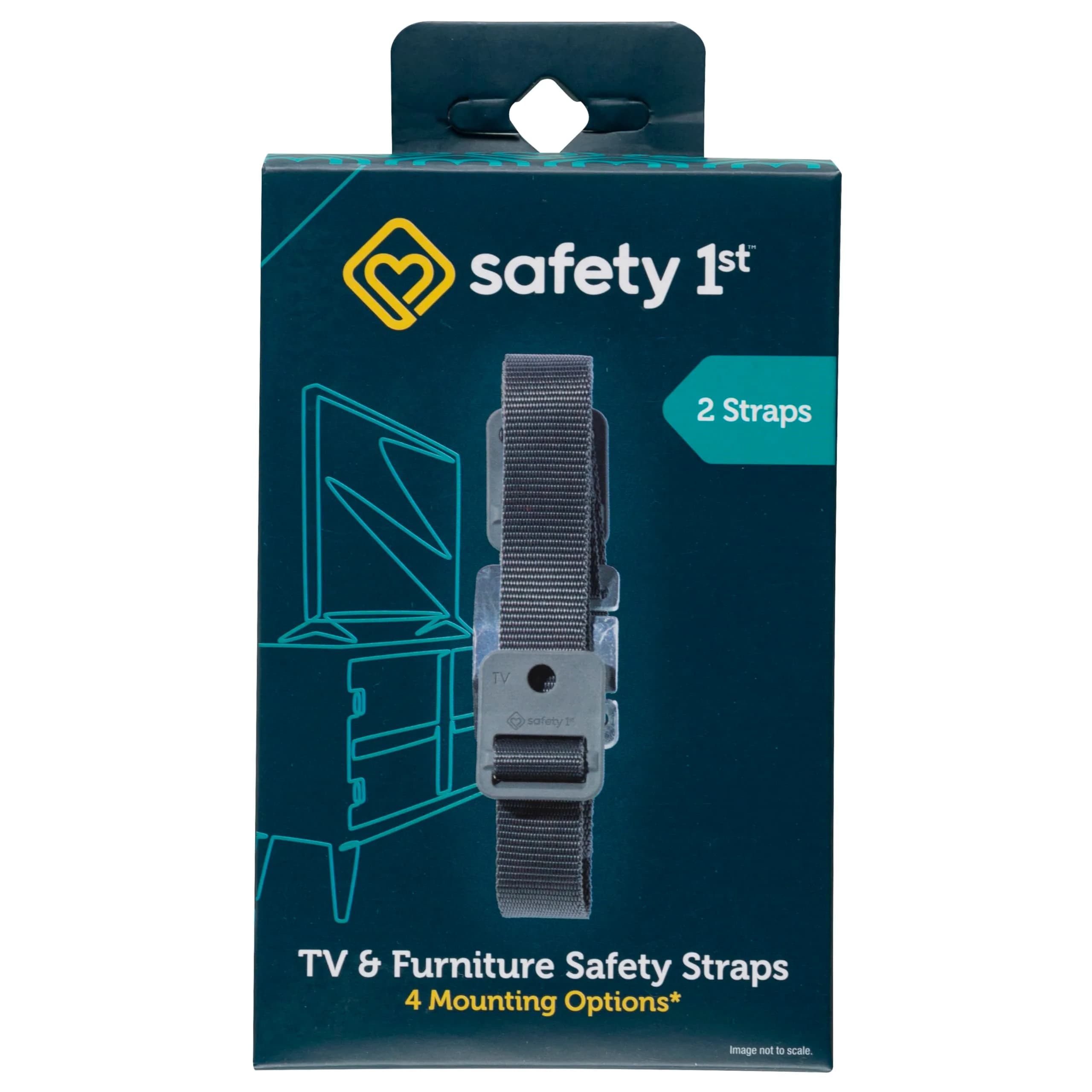 Safety 1st TV & Furniture Safety Straps, Black, 2‑Pack, Screws Included | 53" Long, Multi-Configuration