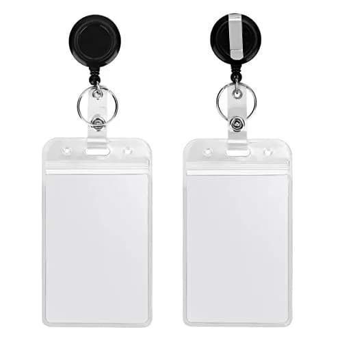 YOUOWO Retractable Badge Reel with Lanyard and Vertical ID Holder (2-Pack, Black) | Holds ID Cards, Keys, and More thumbnail 5
