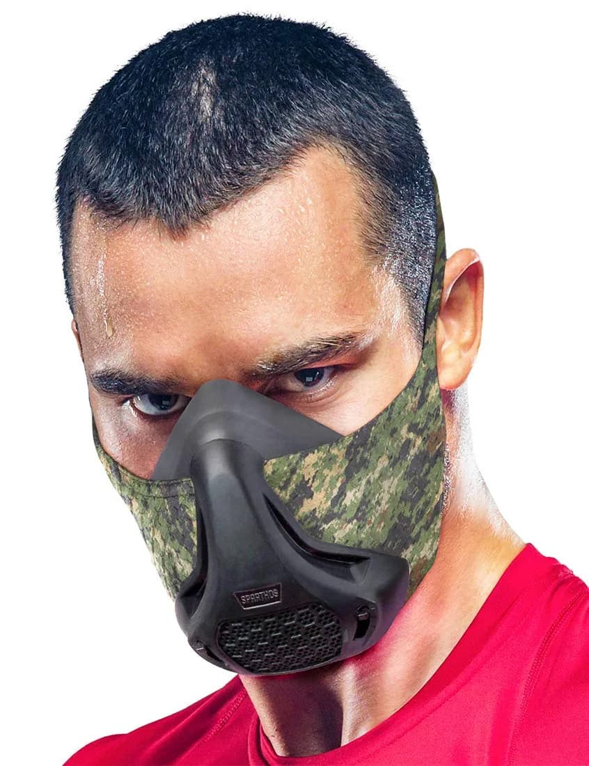 Sparthos High Altitude Training Mask, Running Breathing Mask - Midnight Black | 16 Breathing Levels — Military Camo