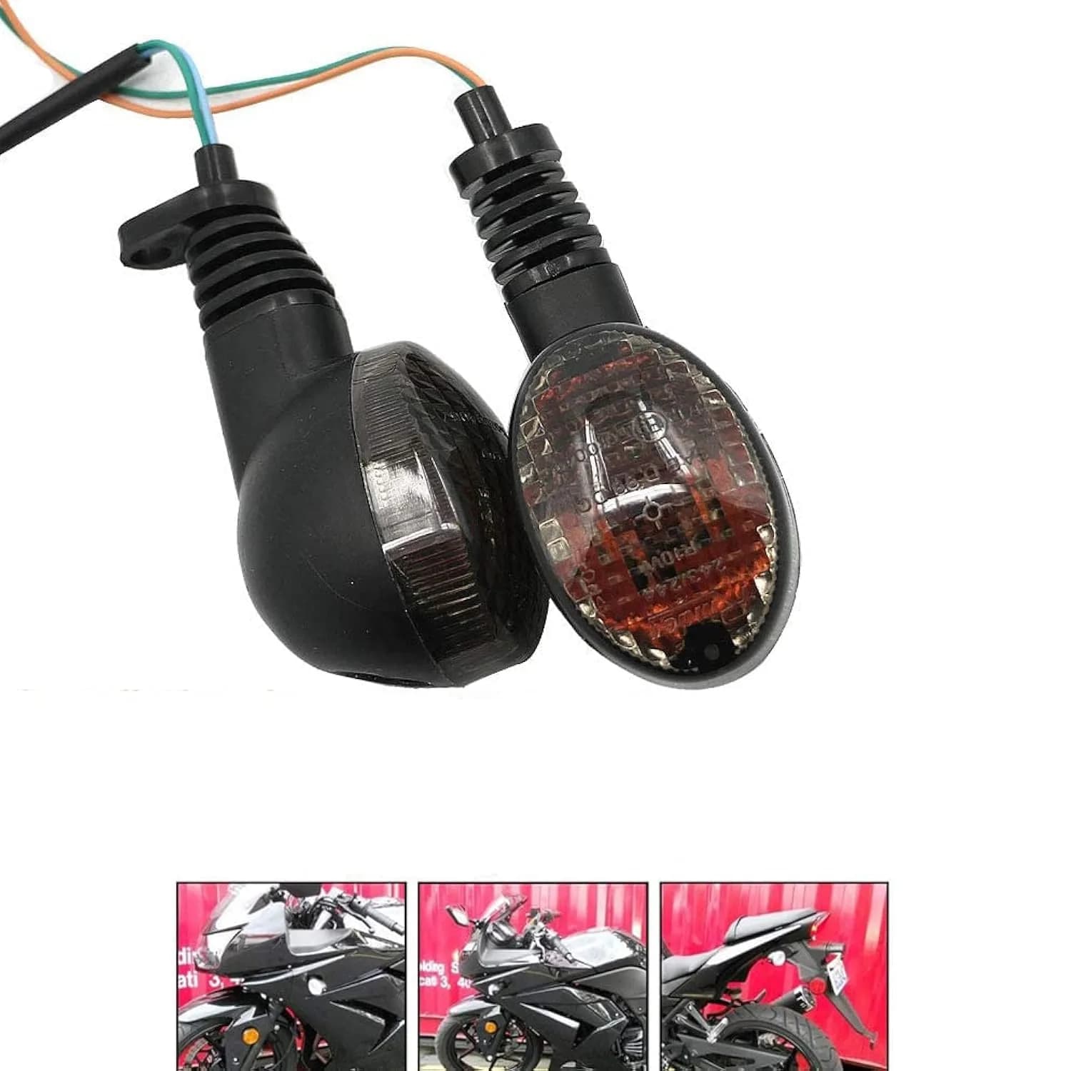 motoparty Motorcycle Turn Signals for Kawasaki Ninja 250R EX250R 2008-2012, Smoke Shell LED Indicators (Front/Rear)