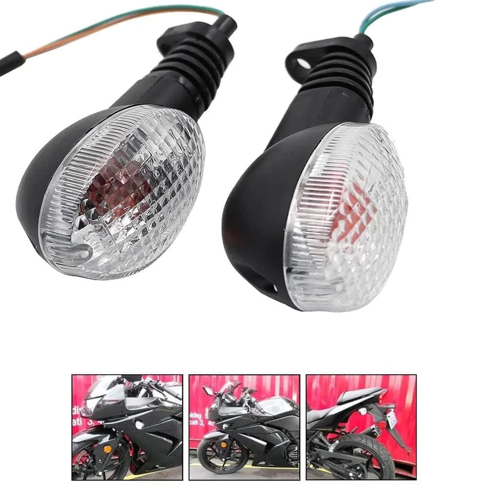 motoparty Motorcycle LED Turn Signal Indicators for Kawasaki Ninja 250R EX250R 2008-2012, Clear Lens (Front/Rear) thumbnail 3