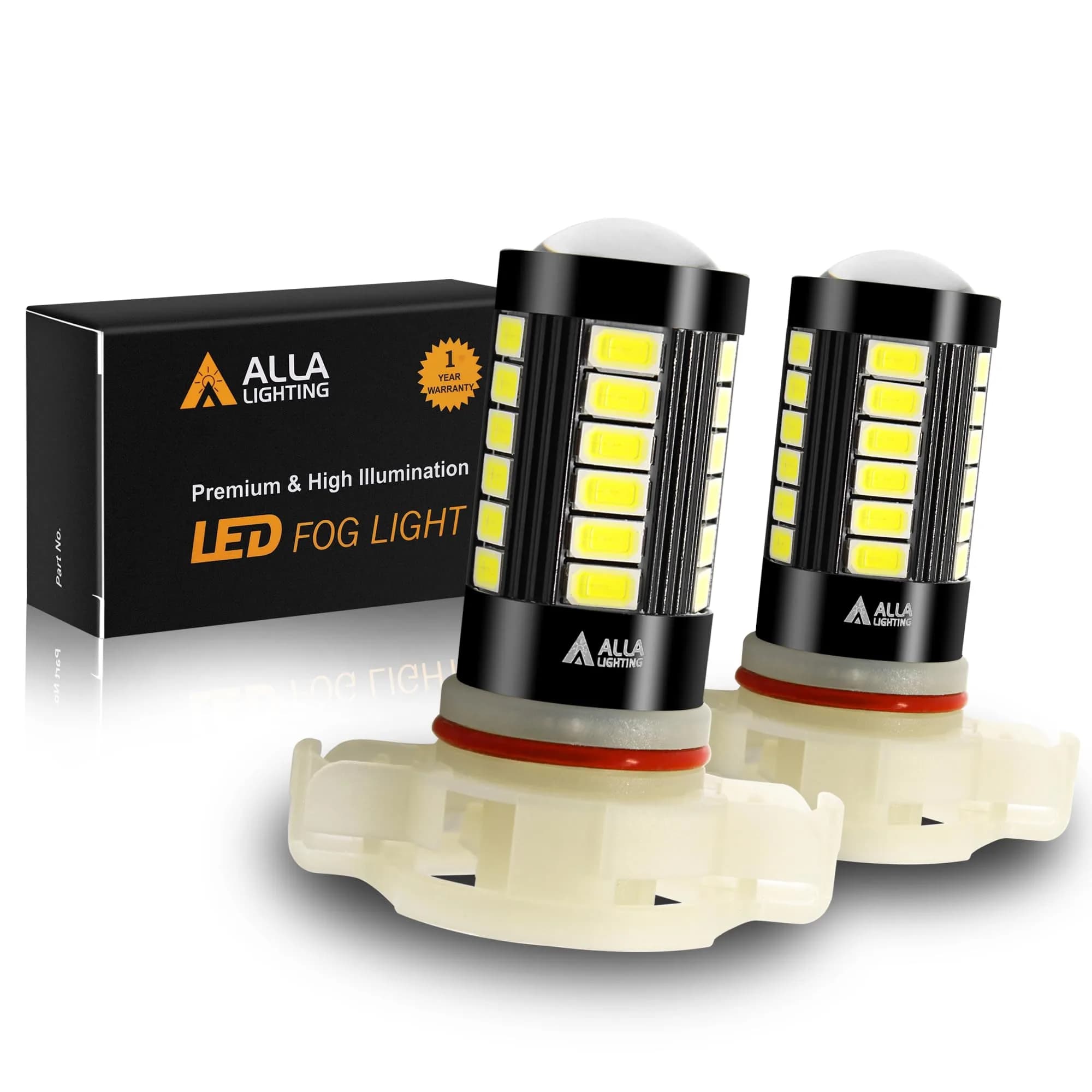 Alla Lighting 5202 PS19W LED Fog Light Bulbs 2800Lms 6000K Xenon White | Plug-and-Play Replacement for DRL & Fog Lights - main product image