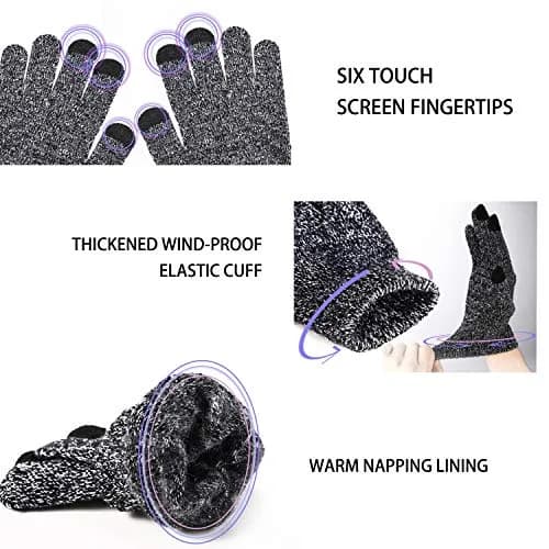 TRENDOUX Winter Gloves for Men Women - Upgraded Touch Screen Cold Weather Thermal Knit Glove (Large, Black White) | Warm & Stretchy for Driving & Running thumbnail 2