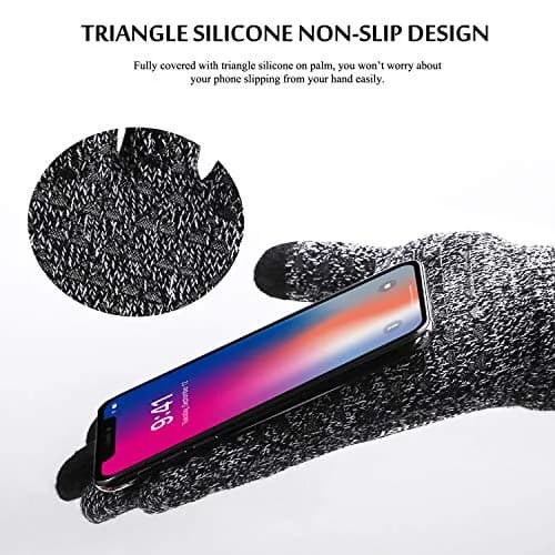 TRENDOUX Winter Gloves for Men Women - Upgraded Touch Screen Cold Weather Thermal Knit Glove (Large, Black White) | Warm & Stretchy for Driving & Running thumbnail 3