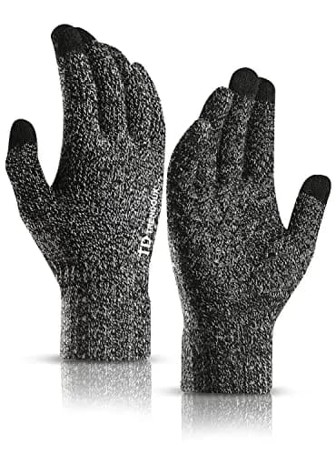 TRENDOUX Knit Touch Screen Gloves for Men & Women | Medium (17-20cm Palm) | Black White thumbnail 1