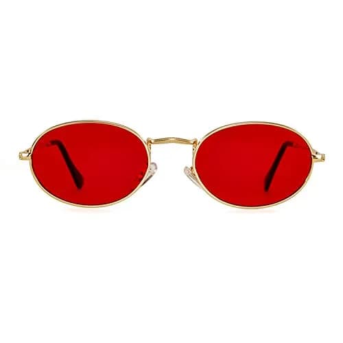 GIFIORE Oval Sunglasses for Women Men, Small Oval Red Lens Sunglasses | Lightweight Metal Frame thumbnail 1