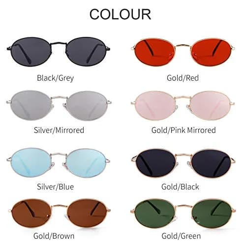 GIFIORE Oval Sunglasses for Women Men, Small Oval Red Lens Sunglasses | Lightweight Metal Frame thumbnail 7