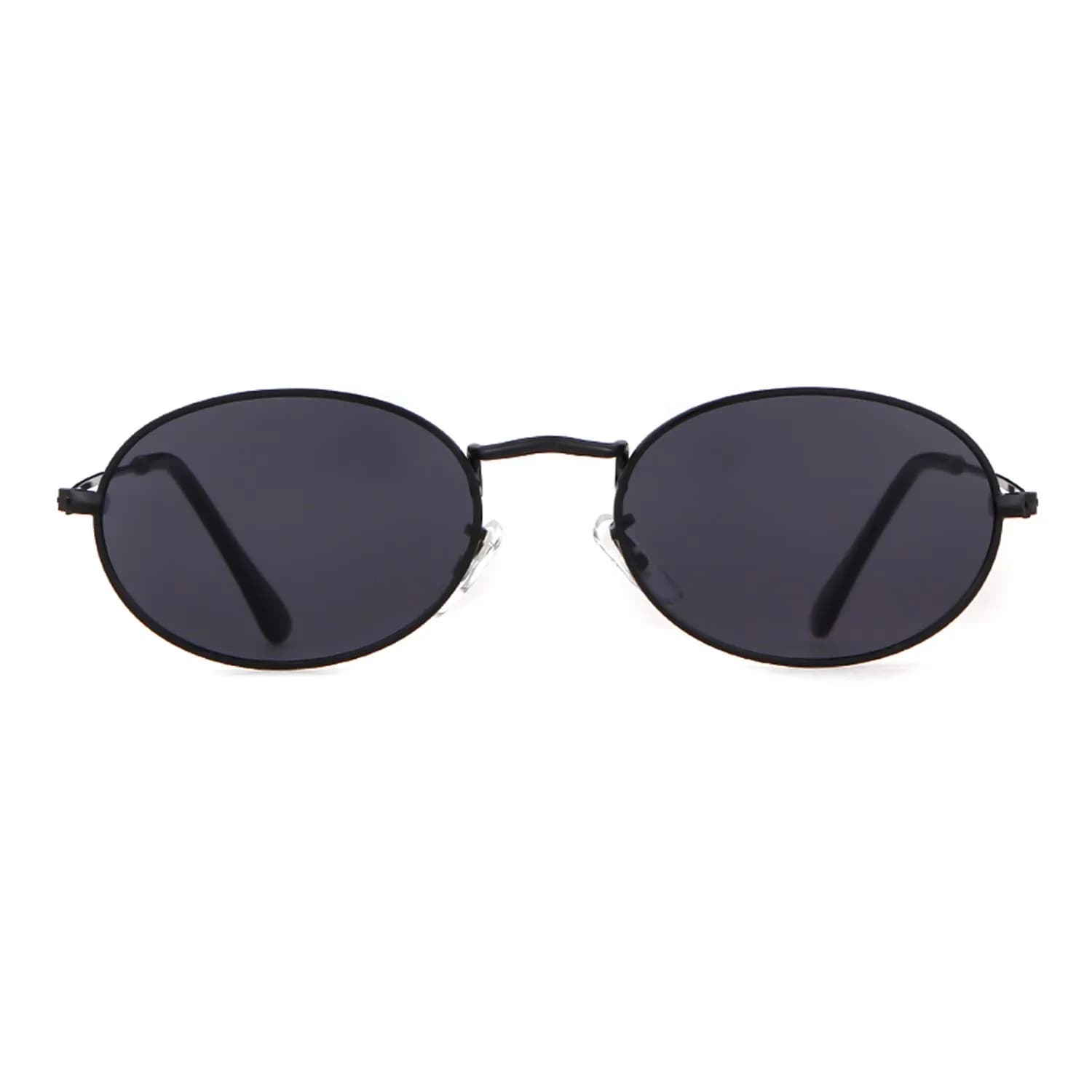 GIFIORE Oval Sunglasses for Women Men, Small Oval Red Lens Sunglasses | Lightweight Metal Frame — Black Frame Grey Lens