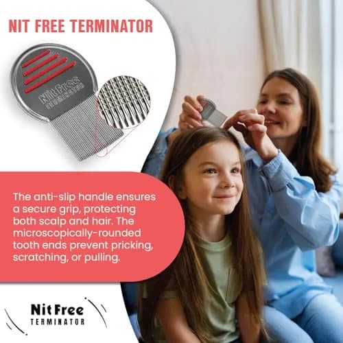 Nit Free Terminator Head Lice Comb - (Color May Vary) Pack of 3 | Stainless Steel, Kid-Friendly, Sterilizable thumbnail 5