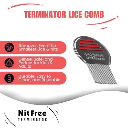 Nit Free Terminator Head Lice Comb - (Color May Vary) Pack of 3 | Stainless Steel, Kid-Friendly, Sterilizable thumbnail 2