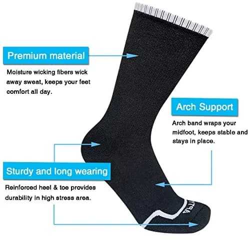 APTYID Men's Moisture Wicking Cushioned Crew Work Boot Socks Size 9-12 | Impact-Absorbing, Odor-Resistant, Durable (en_US) thumbnail 3