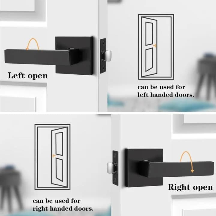 Probrico Passage Door Handles Matte Black 10 Pack | Heavy Duty Zinc Alloy, Modern Square Design thumbnail 11