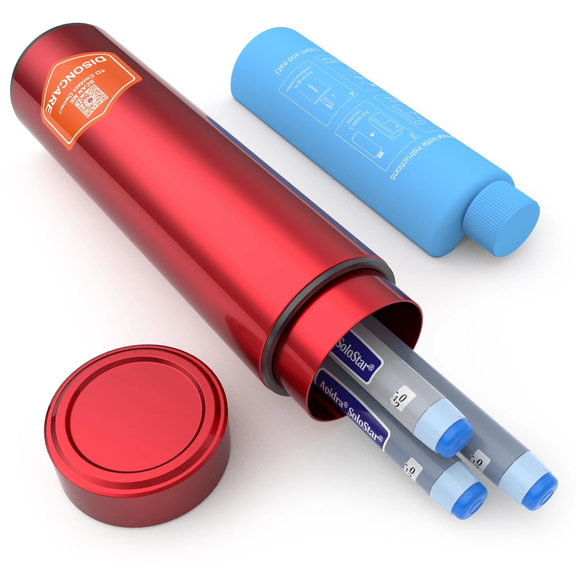 DISONCARE Odyssey Insulin Pen Cooler Travel Case 60H Cold 2-3 Pens | TSA Approved Diabetic Medicine Bag — Red