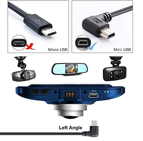 PASOW Mini USB Power Cable 90 Degree Left Angle 3.5m (11.5FT) | Dash Cam Power Supply Cord thumbnail 2