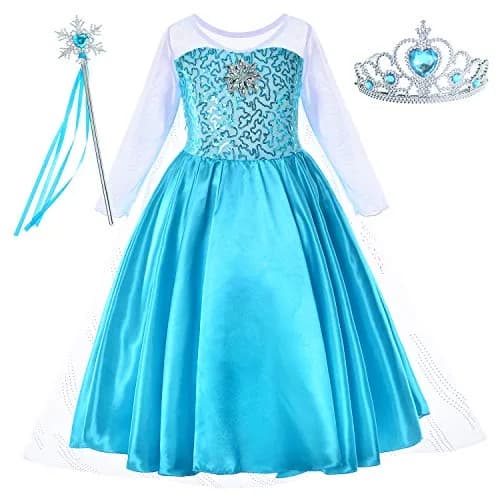 Party Chili Princess Costume for Girls Dress Up with Accessories 4-5 Years Sky Blue | Non-Itchy Fabric, Perfect for Parties & Holidays thumbnail 1