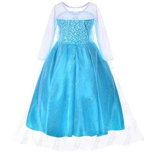 Party Chili Princess Costume for Girls Dress Up with Accessories 4-5 Years Sky Blue | Non-Itchy Fabric, Perfect for Parties & Holidays thumbnail 5