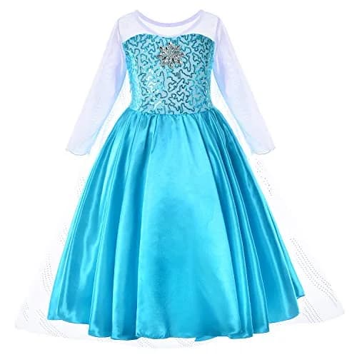 Party Chili Princess Costume for Girls Dress Up with Accessories 4-5 Years Sky Blue | Non-Itchy Fabric, Perfect for Parties & Holidays thumbnail 3
