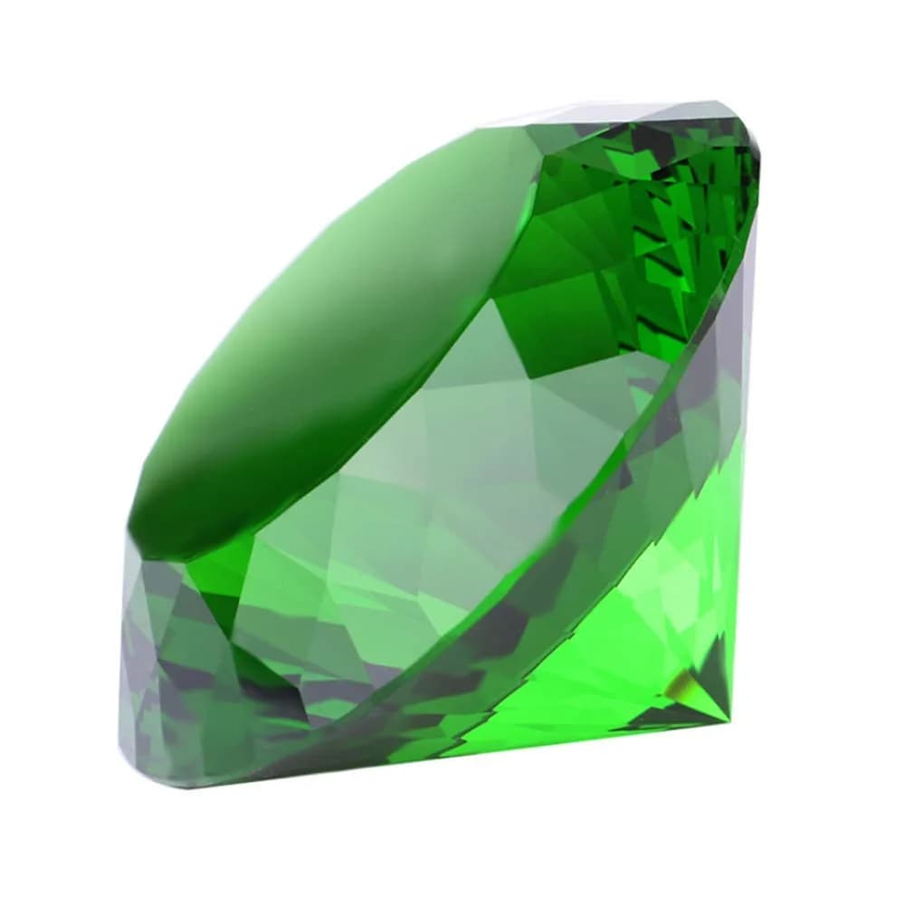 Yarrkc Green Crystal Glass Diamond Paperweight 60mm (2.36") | K9 Crystal with Rainbow Refraction - main product image