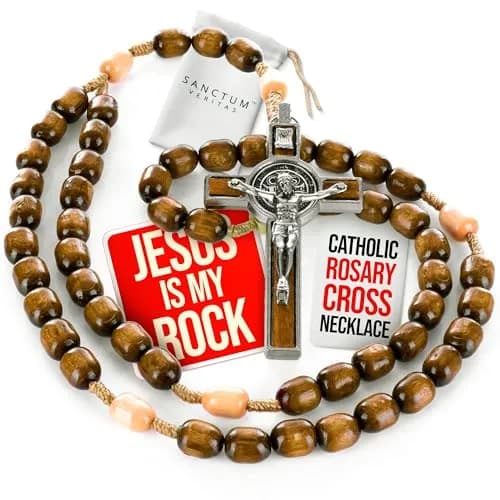 SANCTUM VERITAS Catholic Rosary Necklace | Large Italian Prayer Beads Gift 21.5 cm (8.5 inches) thumbnail 1