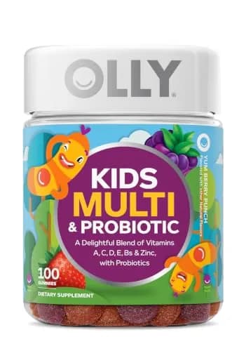 OLLY Kids Multivitamin & Probiotic Gummy, Berry Flavored 100 Count | Digestive Support with Vitamins A, C, D, E, B, Zinc thumbnail 1