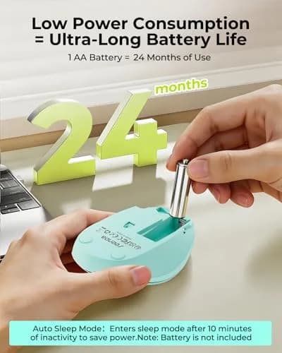 seenda Wireless Mouse for Laptop, 2.4G Noiseless Computer Mouse, Mint Green | Ergonomic Design thumbnail 7