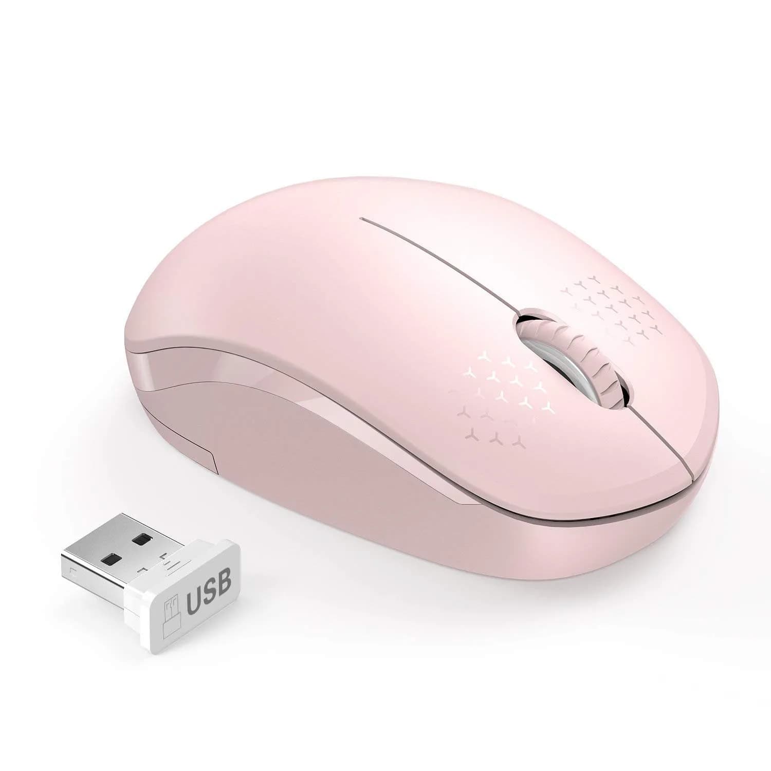 seenda Wireless Mouse for Laptop 2.4G Noiseless Green & Black | Compact, Quiet, 24-Month Battery — Pink