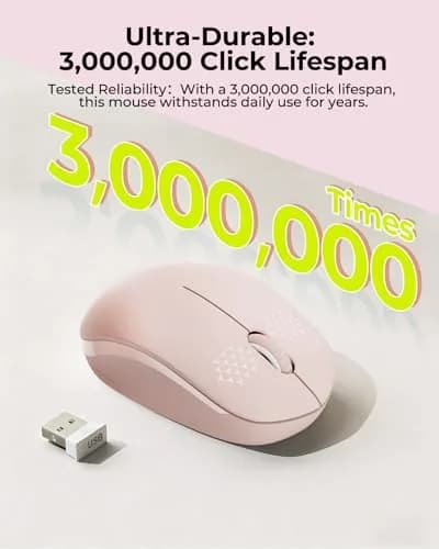 seenda Wireless Mouse for Laptop, 2.4G Noiseless Computer Mouse, Pink | Compact, Noiseless Clicks, Reliable 33ft Range thumbnail 8