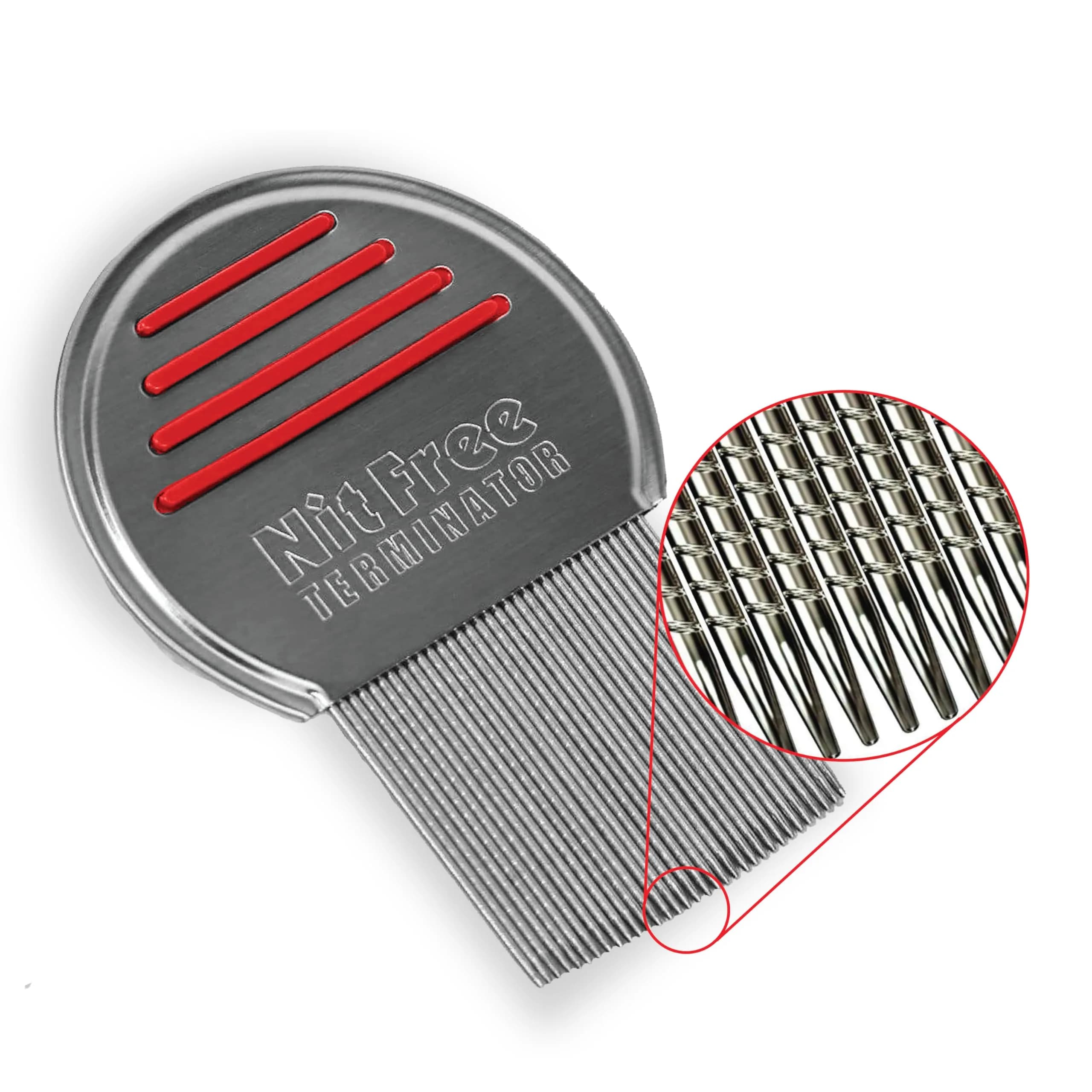Nit Free Terminator Head Lice Comb - 24 Pack | Stainless Steel, Micro-Grooved Teeth, Anti-Slip Handle