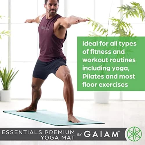 Gaiam Essentials Yoga Mat 6mm Navy | Non-Slip Texture & 1/4 Inch Cushioning with Carrying Sling thumbnail 5