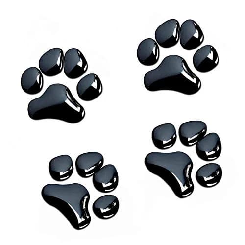 LZLRUN Black 3D Chrome Dog Paw Footprint Decal Sticker 4-Pack | Waterproof Vinyl for Cars thumbnail 1