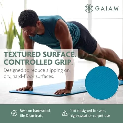 Gaiam Essentials Thick Yoga Mat with Easy-Cinch Strap (Black, 10mm / 0.4 Inch) thumbnail 4