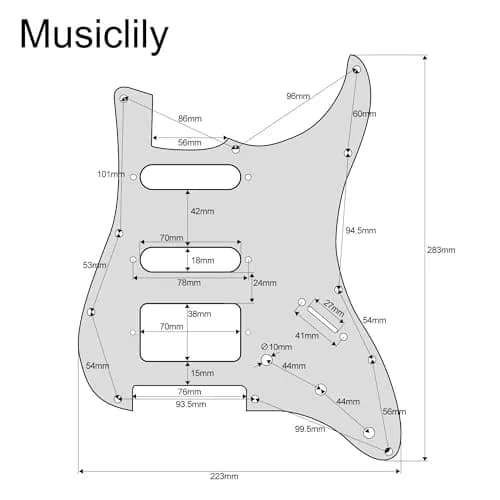 Musiclily Pro 11-Hole HSS Modern ST Guitar Pickguard 3Ply Cream | Fits American Stratocaster thumbnail 2