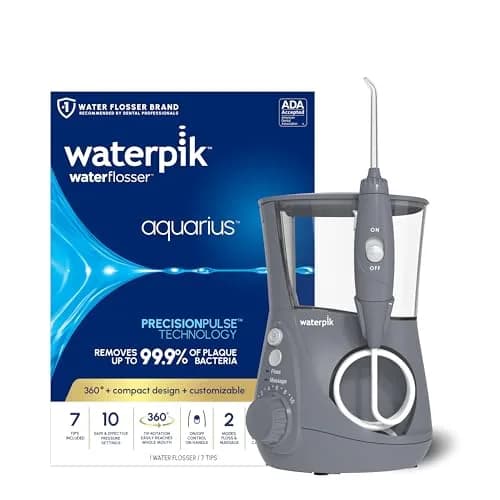Waterpik Aquarius Countertop Water Flosser WP-667 Gray | 10 Settings, 7 Tips, ADA Accepted thumbnail 1