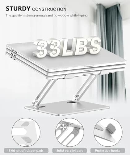 BoYata Adjustable Laptop Stand Silver | Multi-Angle Riser for Laptops up to 17 Inches thumbnail 6