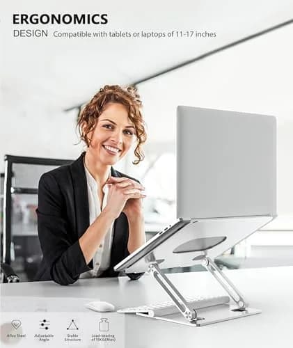 BoYata Adjustable Laptop Stand Silver | Multi-Angle Riser for Laptops up to 17 Inches thumbnail 2